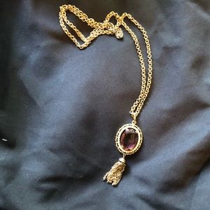 💜vintage jeweled necklace with dangle